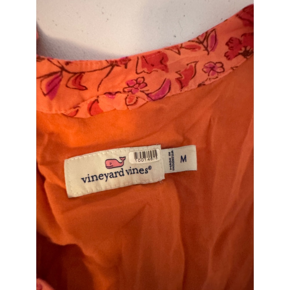 Vineyard Vines Pink Orange Floral Silk Blend Ruffle Shift Dress Medium AA - Picture 5 of 7